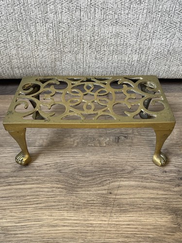 Antique brass trivet plant - antique, trivet/plant