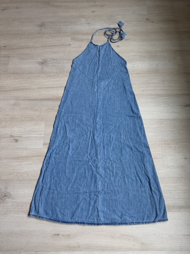 Zara maxi dress denim halter - zara,
