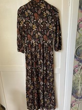 Seasalt Floral Stretchy Day Dress Uk 10 Bnwot Ref S2 Brown Mix