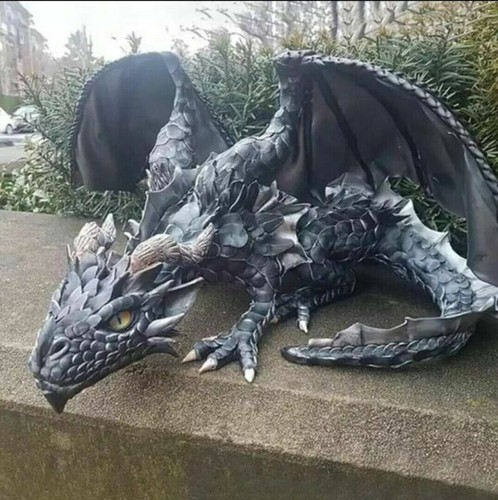 Garden squatting dragon statue - garden,