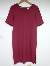 KIN by JOHN LEWIS burgundy raspberry dark red EMBROIDERED RELAXED dress Size 12