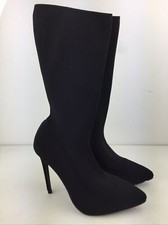 Sergio Todzi Women's Black Elegant High Stiletto Heel Pull On Fabric Boots UK 4.