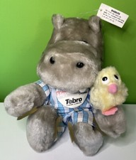 Vintage Silent Night Hippo & Duck Soft Plush Toy With Window Suckers. Tebro. 9"