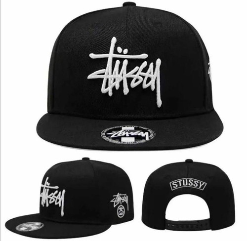 Stussy snapback cap hat black - stussy,