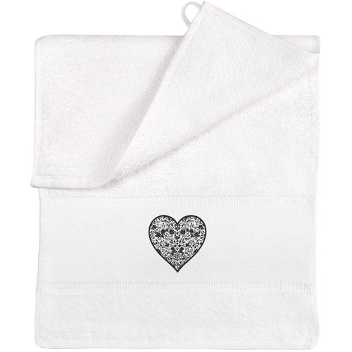 Lace heart flannel guest - heart',