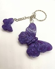Handmade Resin Butterfly Keyring Purple Shimmer Insect Gift Charm Gift Idea