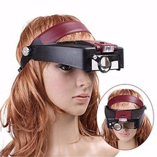 Headband Visor Magnifier Head Lamp Magnifying Glass Jeweler Loupe with LED Light