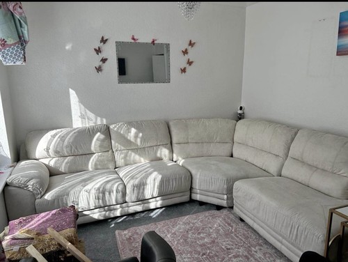 Beige suede corner - suede,