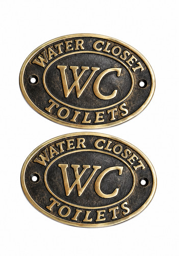Set solid brass wc signs - of,