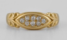 Antique Victorian 18ct Gold Diamond Gypsy Boat Ring, Chester 1896
