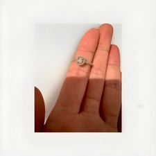 Beaverbrooks 18ct White Gold Diamond Oval Cut Halo Ring. Certification And Box