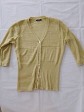 Ladies Cardigan Bonmarche Size M 3/4 Sleeve V Neck Yellow 10951