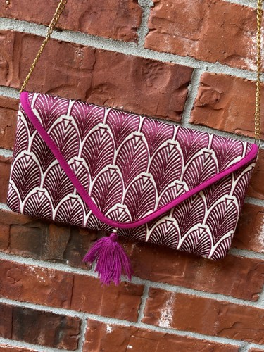 Fuschia embroidered tassle - embroidered,