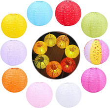 Paper Lanterns with LED Lights 10 Colours Chinese Japanese Lantern Oriental S...