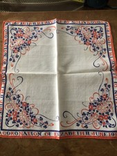 Vintage Coronation Silk Handkerchief Hanky Queen Elizabeth II Souvenir 1953 26cm