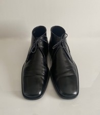 Gucci Black Lace Up Mens Ankle Boots Size 8.5 with Leather Soles - VN431