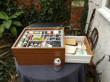 Sewing Box With Drawer & Lift Up Lid PLUS CONTENTS -  Sewing, Knitting & Crochet