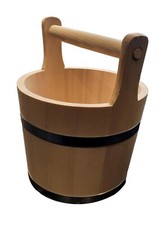 Big Wooden Bucket Vintage Style with handle 7 Litres Solid Wood