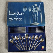 VINERS Love Story Daisy pattern 44 PIECE CANTEEN SERVICE FOR 6 stainless vgc