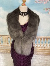 Faux Fur Stole Shawl Wrap Grey Simulated Mink Scarf Evening Party Flapper