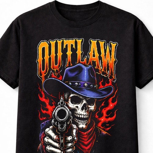 Outlaw cowboy skull - cowboy,