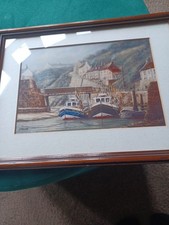 Staithes Beck With Boats Print J. Rigg 1988 Framed 9" X 11.5"