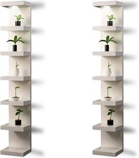 2x White 7-Tier Wall Shelf