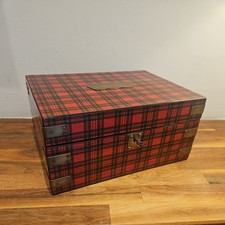 Rare Victorian Tartanware Writing Slope – Royal Stewart Tartan, Key & Inkwell