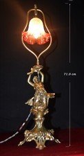 Vintage 1940s Mermaid figural Lamp with hand-made Cranberry Glass Shade