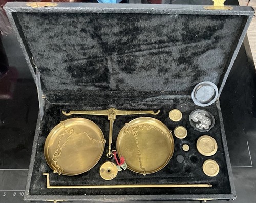 Vintage scales and - scales, brass