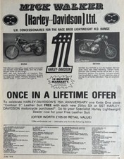 HARLEY DAVIDSON SX250 / SST250 ORIGINAL 1978 B/W ADVERT 27cm by 19cm