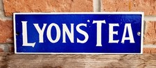 SUPERB RECTANGULAR LYONS TEA ENAMEL SIGN - MANCAVE / KITCHEN