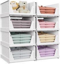Closet Storage Boxes For Auction Foldable and Space-Saving White 8 Packs