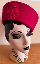 Original 1940’s WW2 Red Felt Tilt Box Hat Fascinator