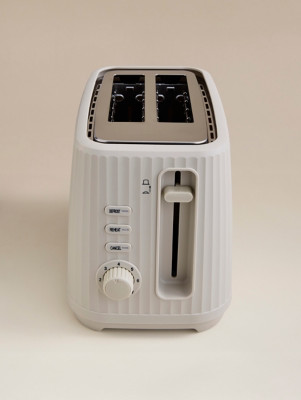 Cream ribbed slice toaster - ribbed,