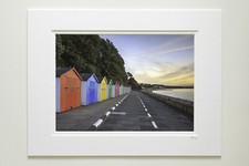 7x5", A4 or A3 photograph mounted or framed of beach huts Coryton's Cove Dawlish