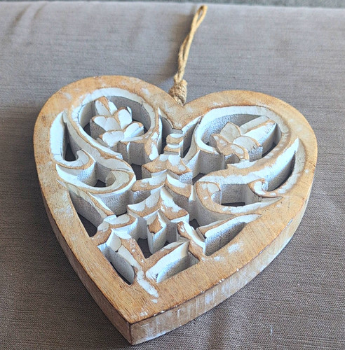 Wooden heart wall hanging - wall,