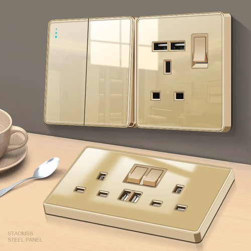 Tempered glass wall socket - glass, 13a