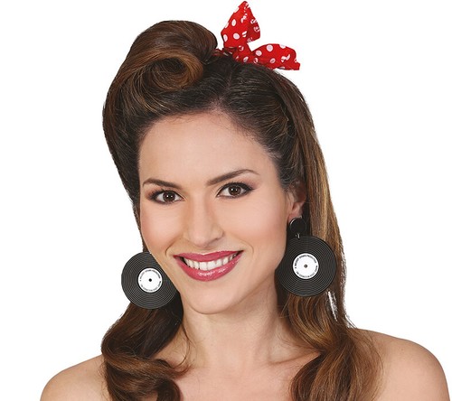 Large vinyl record earrings - large,