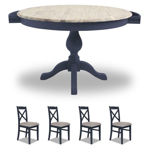 Navy blue pedestal table - pedestal,