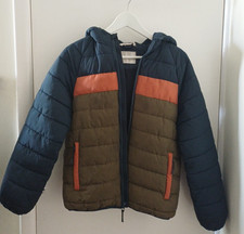 John Lewis Boys' Hooded Puffer Jacket Age 13 Very Good Condition Blue Green