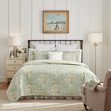 Laura Ashley Brompton Serene Reversible Quilt Set, Full/Queen