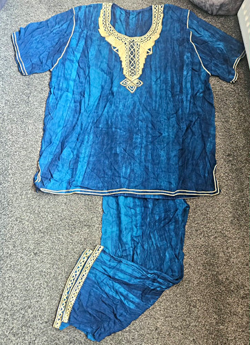 Blue cotton kaftan tunic - blue, &