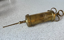 Antique J Wiess Medical enema Or Ear Syringe Brass 19th Century  28 cm's long