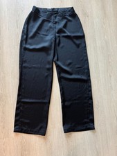 Custom Black Silk Low Rise Pants – Women’s Size Small Tailored Wide Leg Trousers