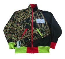 VINTAGE ROCAWEAR JACKET Mens L Cool Stylish Black Neon Yellow Red 3D Effect RAP