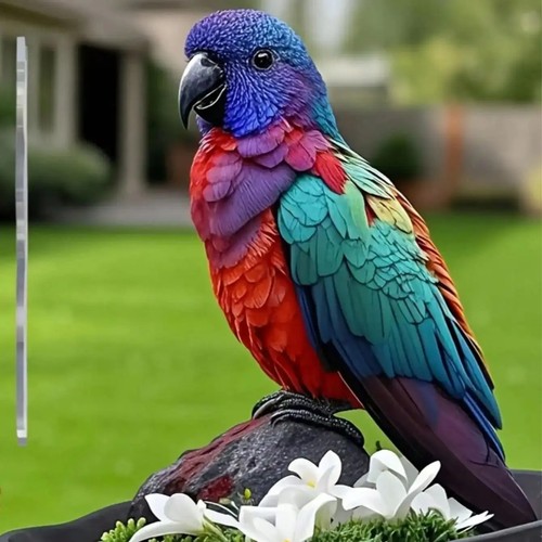 Colorful parrot garden stake - colorful,