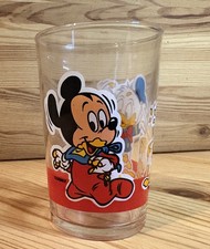VINTAGE WALT DISNEY MICKEY MOUSE    4" TALL GLASS TUMBLER 1980s
