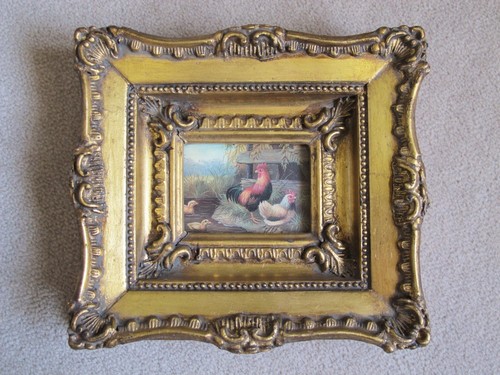 Framed oil painting pond scene - framed,