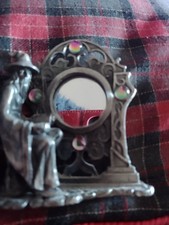 Vintage Small Pewter Ornament Wizard with Mirror 